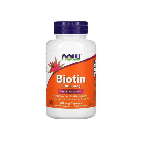 NOW FOODS Biotin 5000 mcg (Biotin) 120 Vegetáriánus kapszula