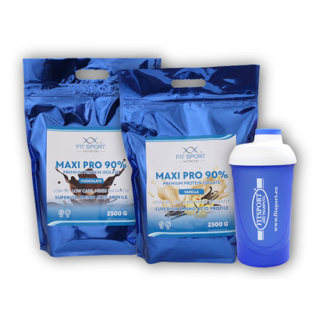 2x Maxi Pro 90% 2500g + Fitsport shaker - banán