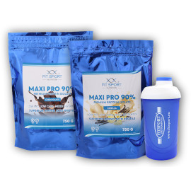 2x Maxi Pro 90% 750g + Fitsport Shaker - Csokoládé