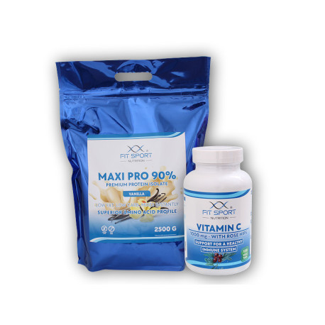Maxi Pro 90% 2500g + C-vitamin 1000mg csipkebogyóval 120 tabletta - kókuszos fehér csokoládé