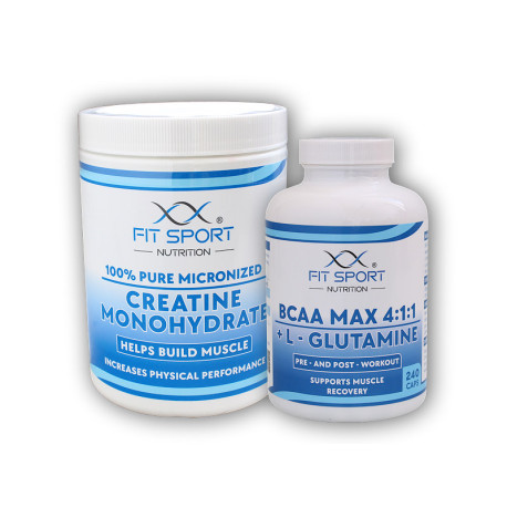 100% kreatin-monohidrát 550g + BCAA MAX 4:1:1 + L-glutamin 240 kapszula