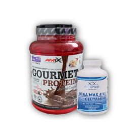 Gourmet Protein 1000g + BCAA MAX 4:1:1 + L-Glutamin 240 kapszul - áfonya-joghurt