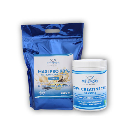 Maxi Pro 90% 2500g + 100% kreatin tabletták 4500mg 240 zöldséges tabletta - fehér csokoládé kókusz
