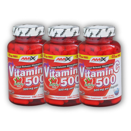 3x C-vitamin 500mg + Rose Been 125 kapszula