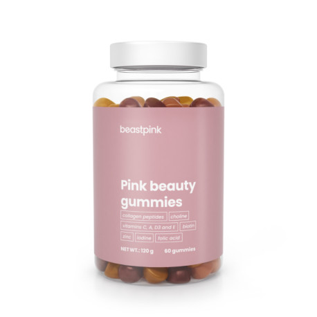 Pink Beauty gumicukrok - BeastPink - csillaggyümölcs papaya cseresznye - 60 sapkák.