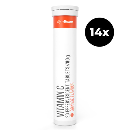 C-vitamin 1000 mg szikrázó - GymBeam - narancssárga - 14 x 20 tablet