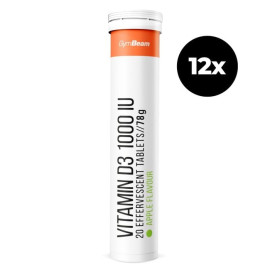 Sparkling Vitamin D3 1000 IU - GymBeam - Green Apple - 12 x 20 tablet