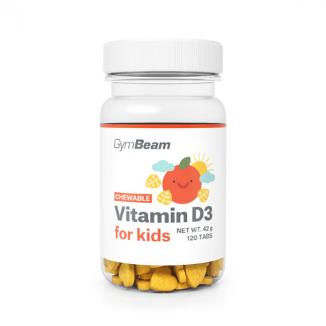 D3-vitamin, tabletták szopásra gyerekeknek 400 IU - GymBeam - narancssárga - 120 tablet.