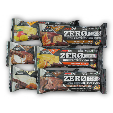 Zero Hero magas fehérjetartalmú alacsony cukortartalmú szelet 65g - dupla csokoládé